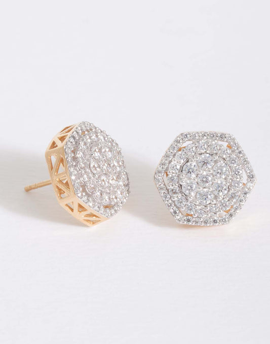 Halo Hexagonal Earrings E-30022