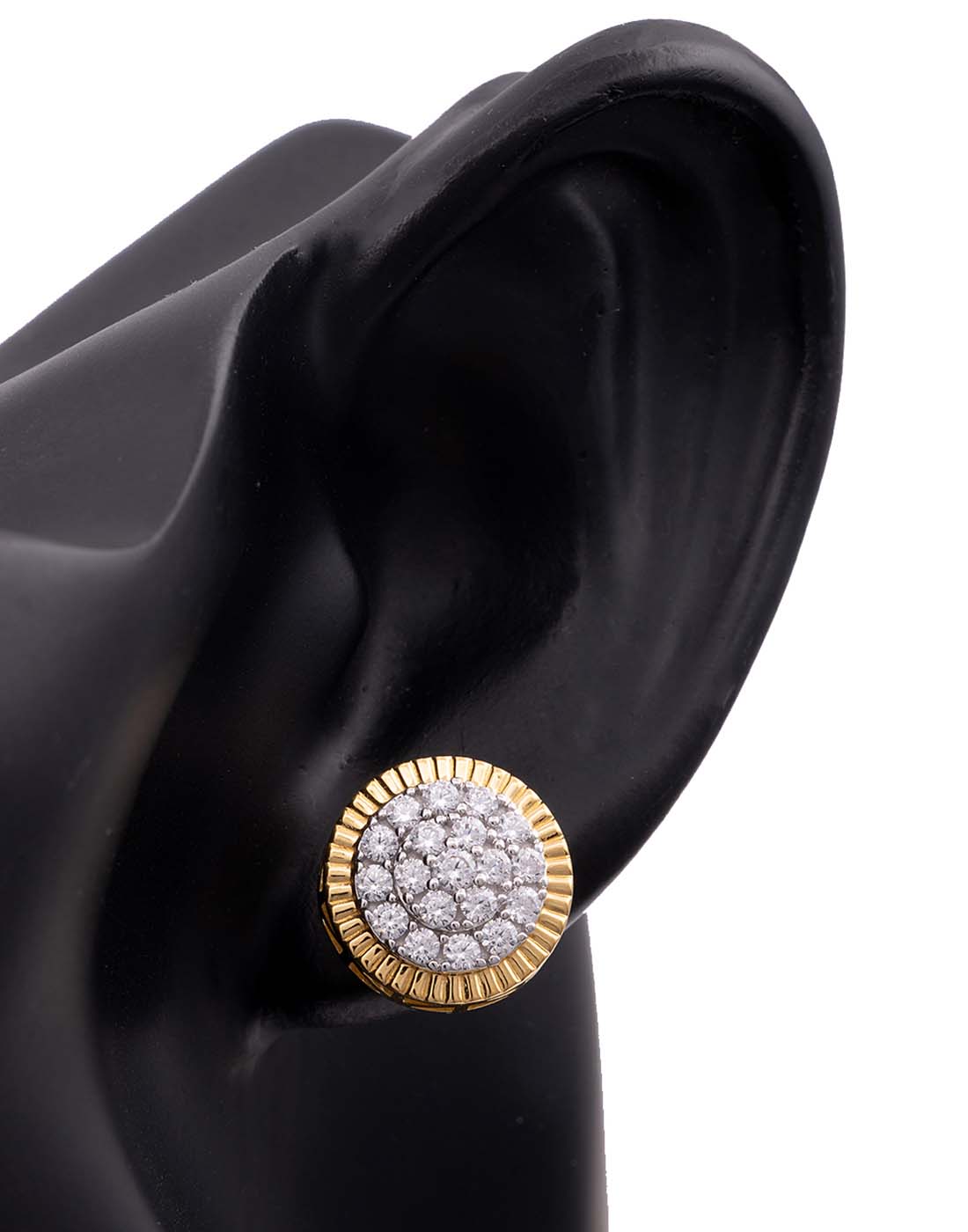 Fluted Bezel Round Earrings E-30015