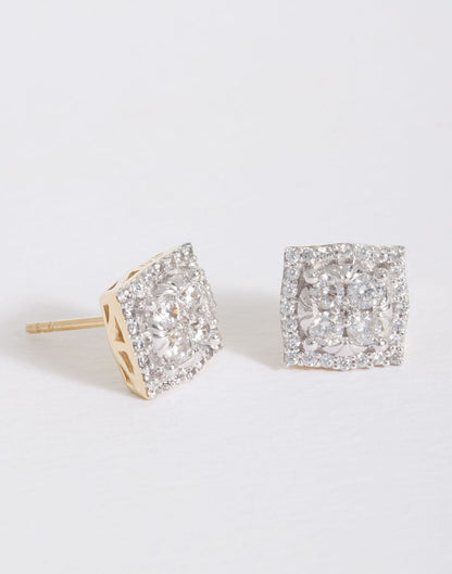 Halo Square Earrings E-30020