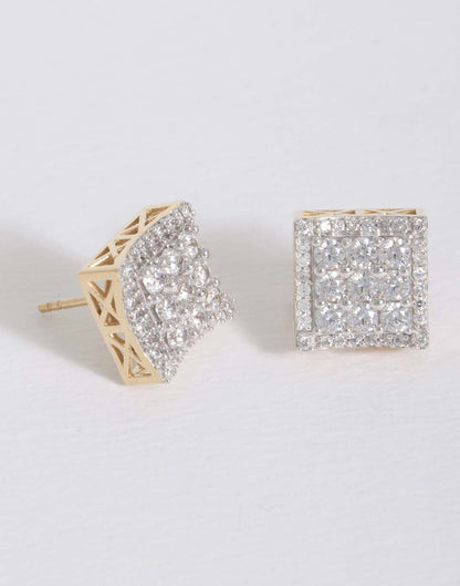 Halo Square Earrings E-30026