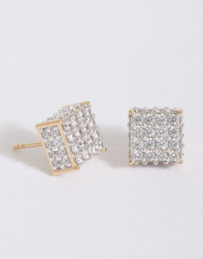 Iced Out Square Earrings E-30028